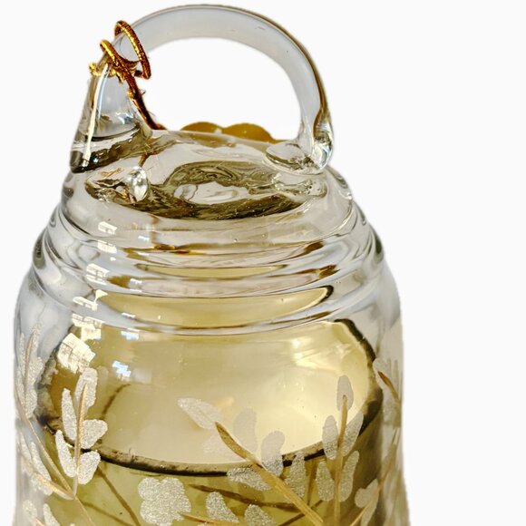 SALE  Etched Glass Bell Cloche Candle Pine Cedarwood Scented Soy Wax Gold Jar - Picture 4 of 11